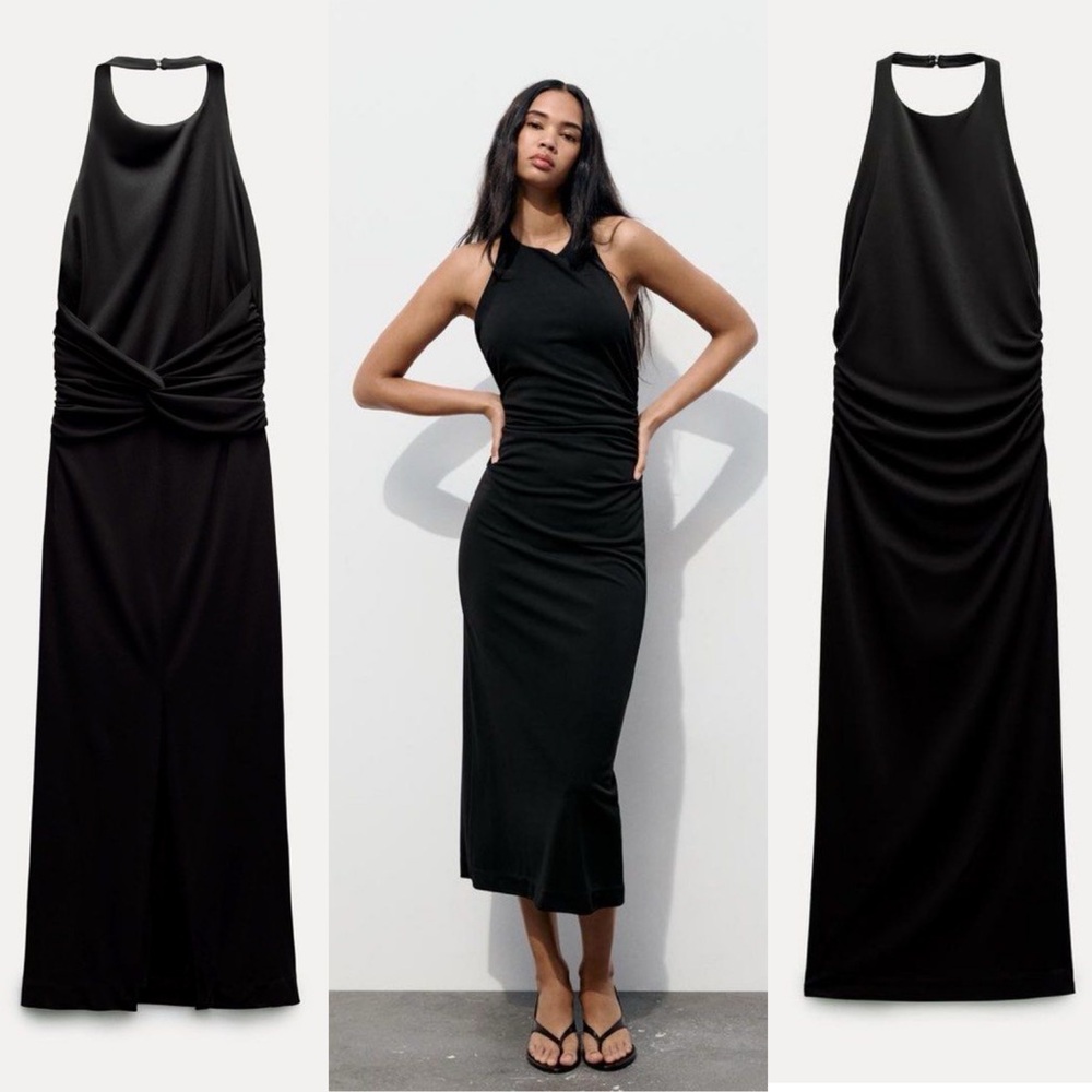 ❤️Zara Elegant Black Halter Sleek Dress Size Small Never worn!